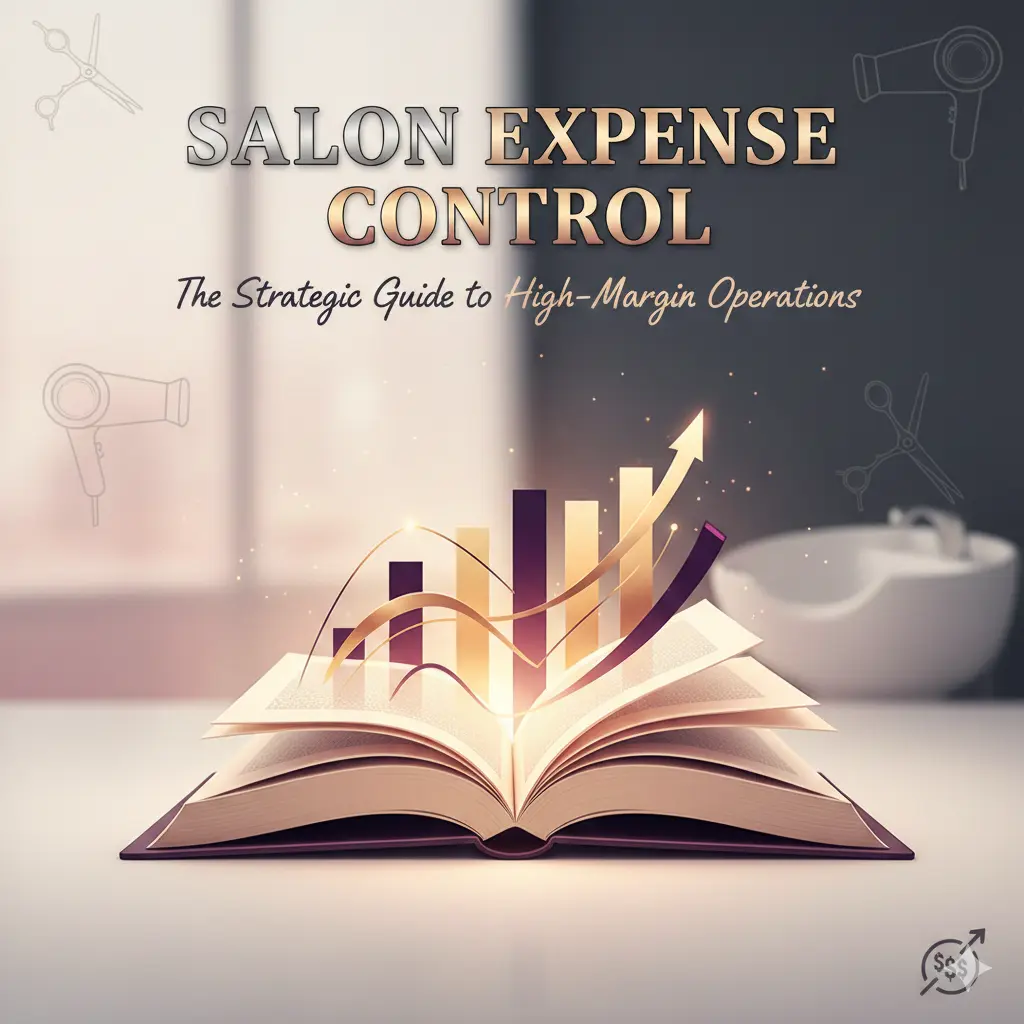 High-end salon interior with a minimalist focus on professional retail displays and digital management tools.