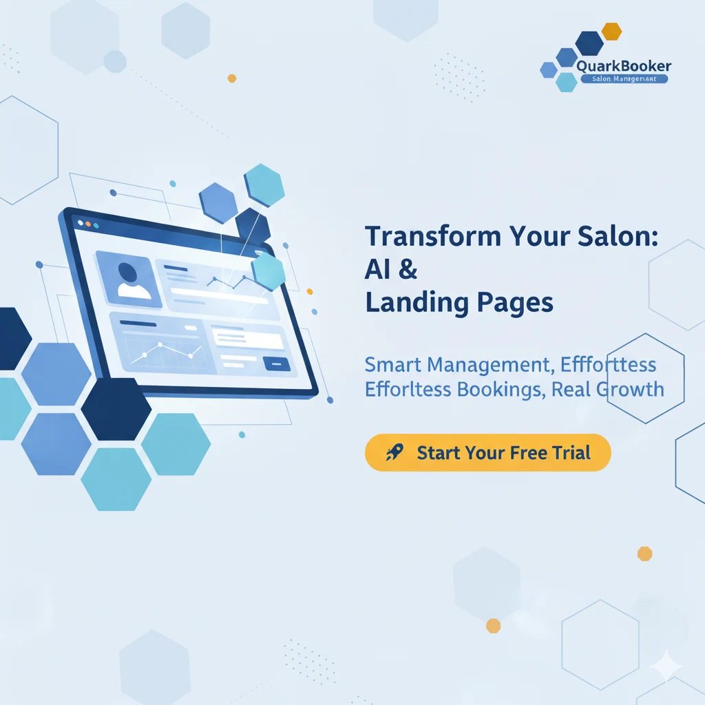 Modern hair salon landing page integrated with smart booking software