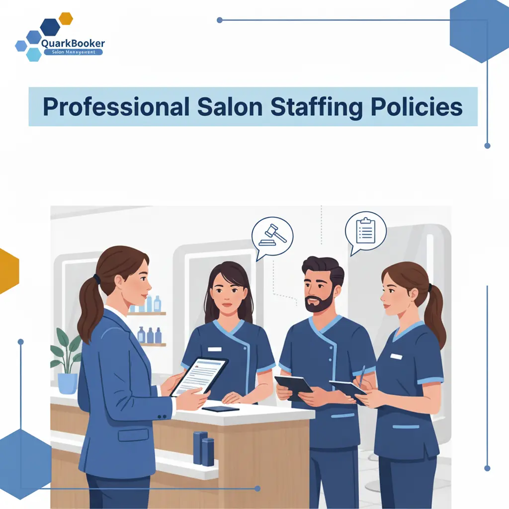 Salon manager reviewing staff rules and guidelines with team members