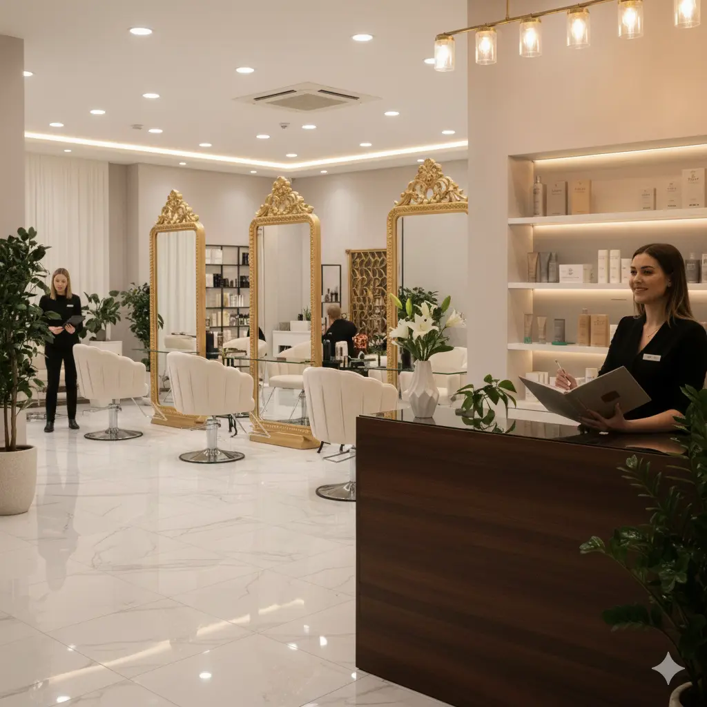 Luxury salon interior using professional booking software with structured scheduling