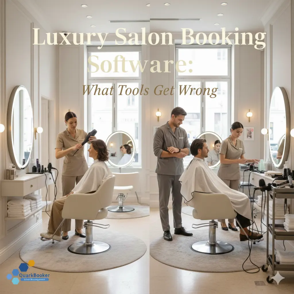 Luxury salon booking software dashboard showing structured scheduling and premium service control