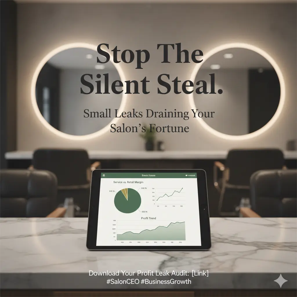Professional financial dashboard displaying salon profit margins and revenue growth metrics.
