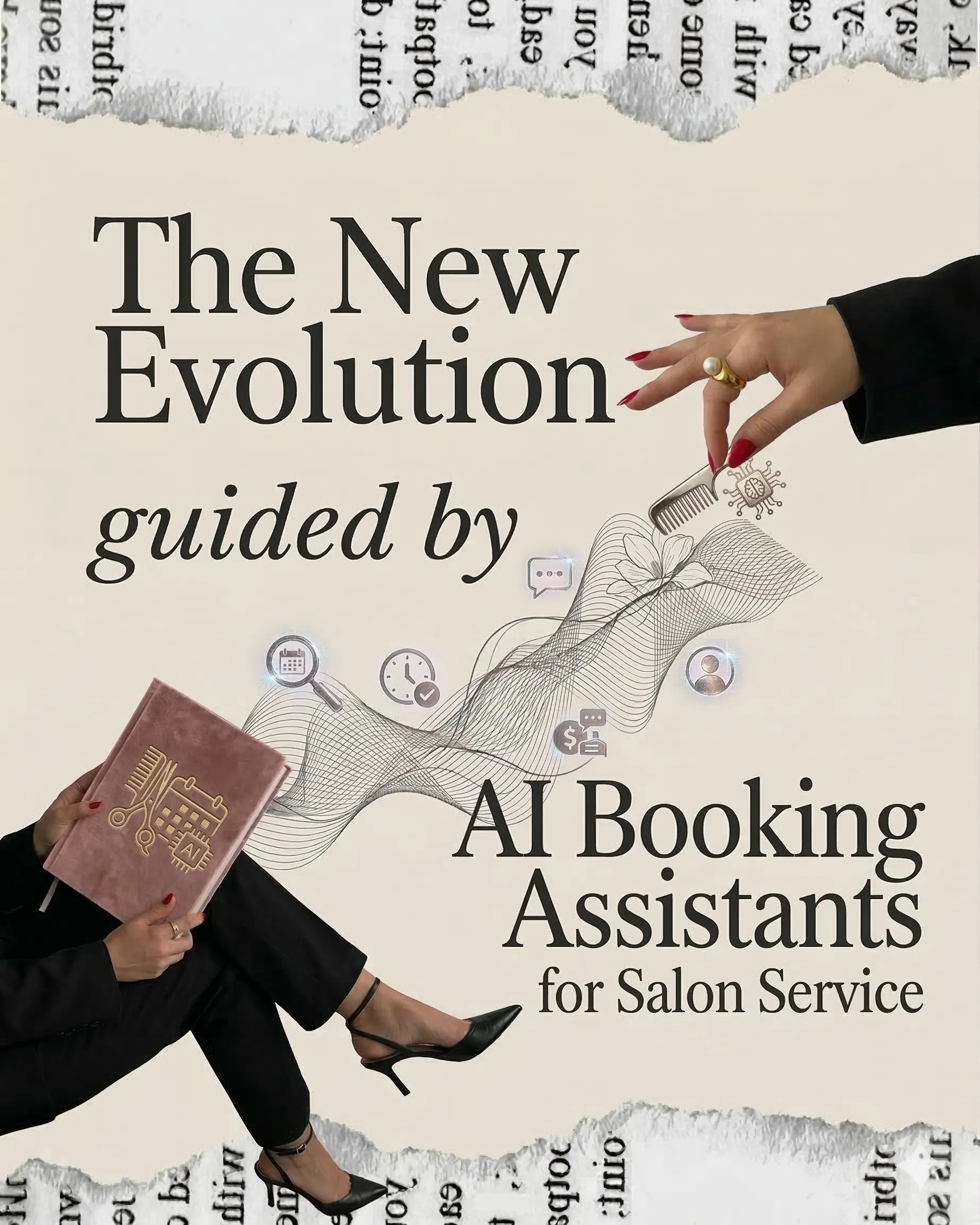 A modern hair salon interior with a digital tablet displayin