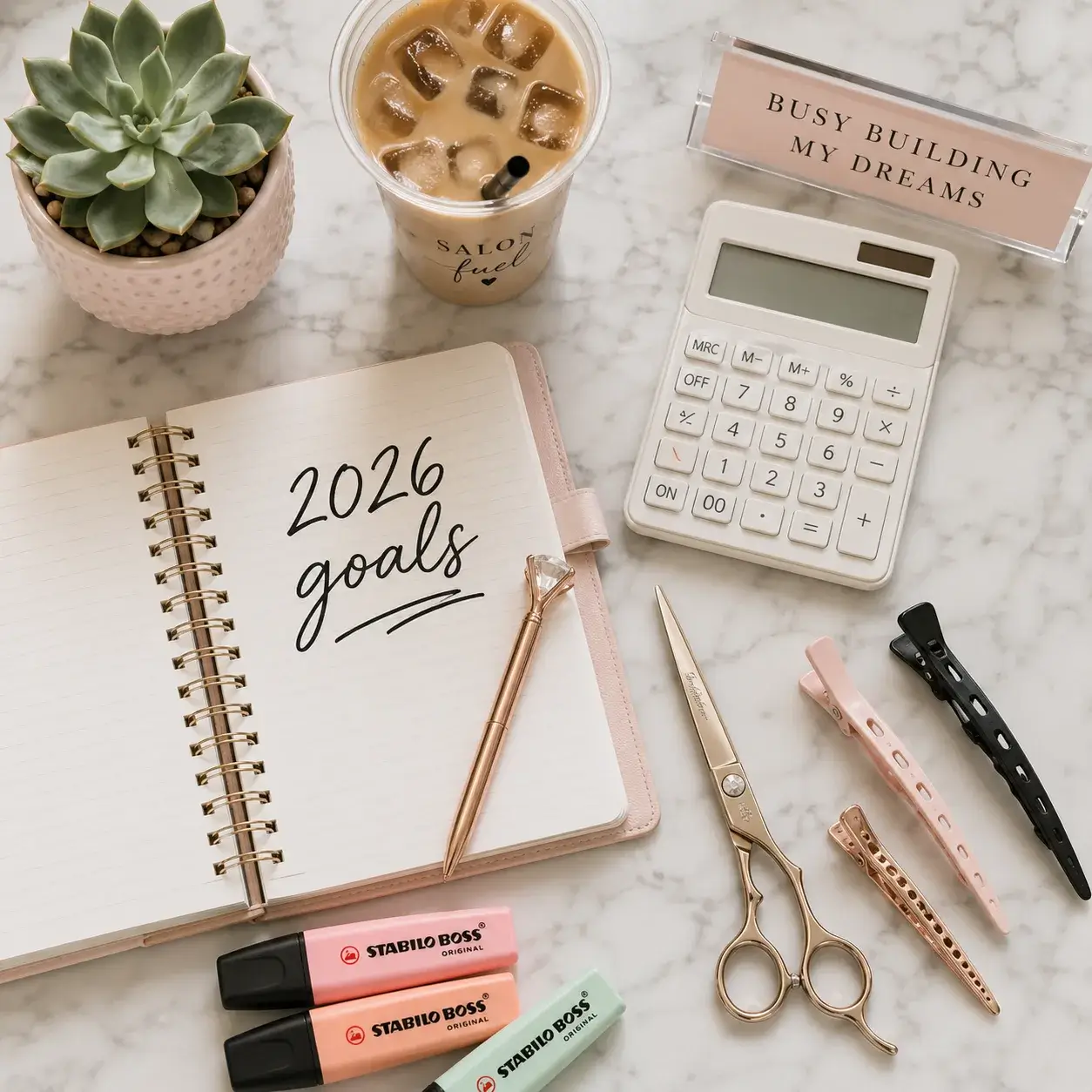 Flat lay aesthetic, luxury salon studio vs cozy home salon s