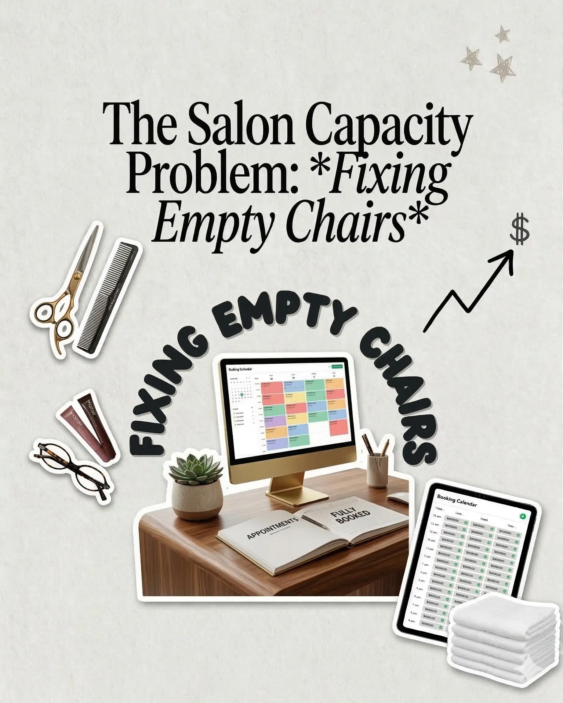 A busy modern salon with one empty chair highlighting the salon capacity problem